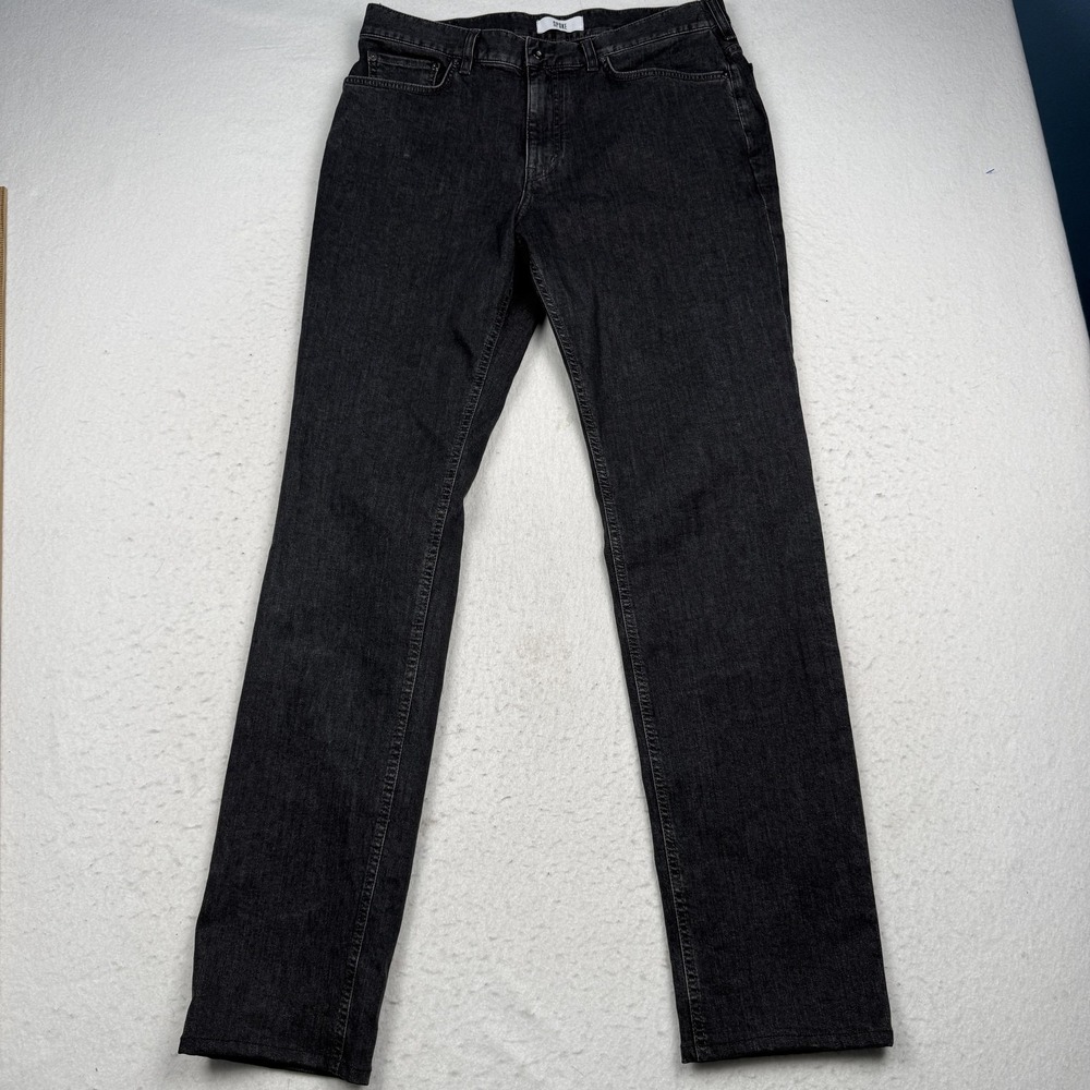Spoke Jeans Mens 36x33 Dark Wash Black Straight Stretch Denim 12oz Selvedge